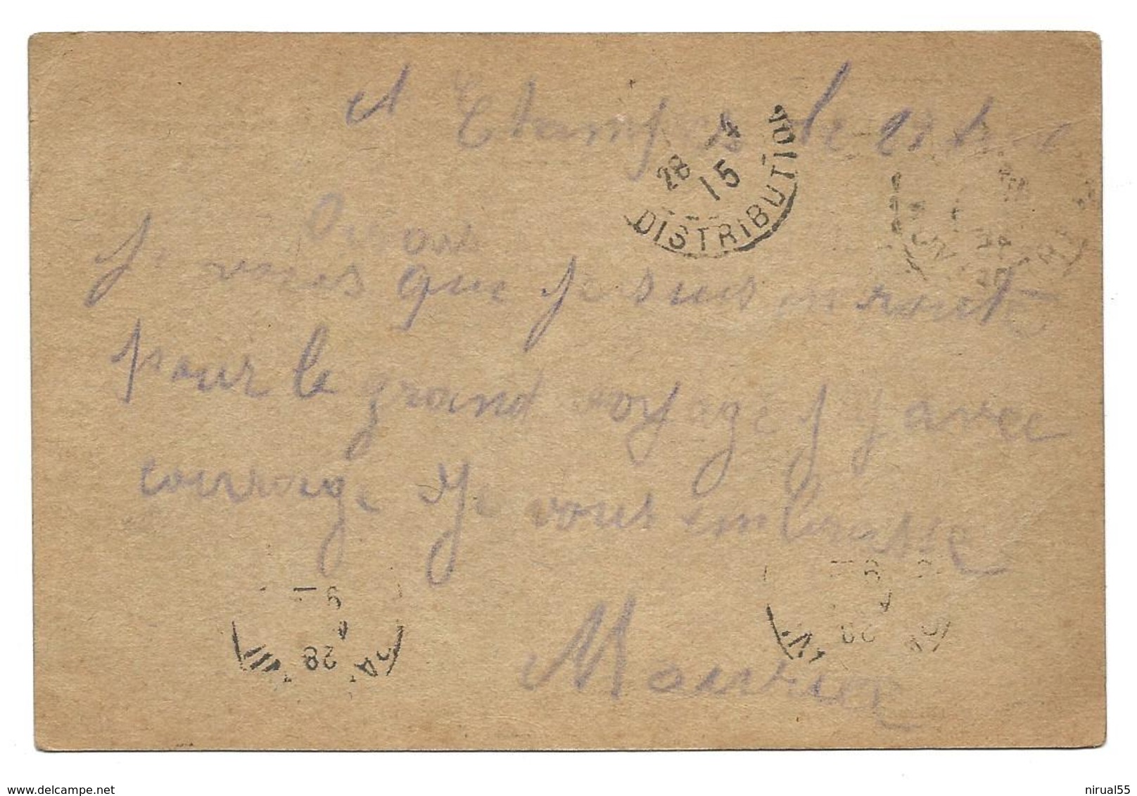 Correspondance Militaire 27.4.1915    2 Scans   . .G - Guerre 1914-18