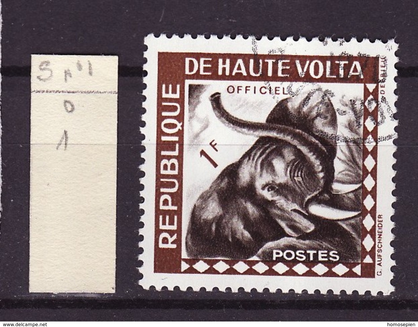 Haute Volta - Obervolta - Upper Volta - Burkina Faso Service 1963 Y&T N°S1 - Michel N°S1 (o) - 1f Tête D'éléphant - Haute-Volta (1958-1984)