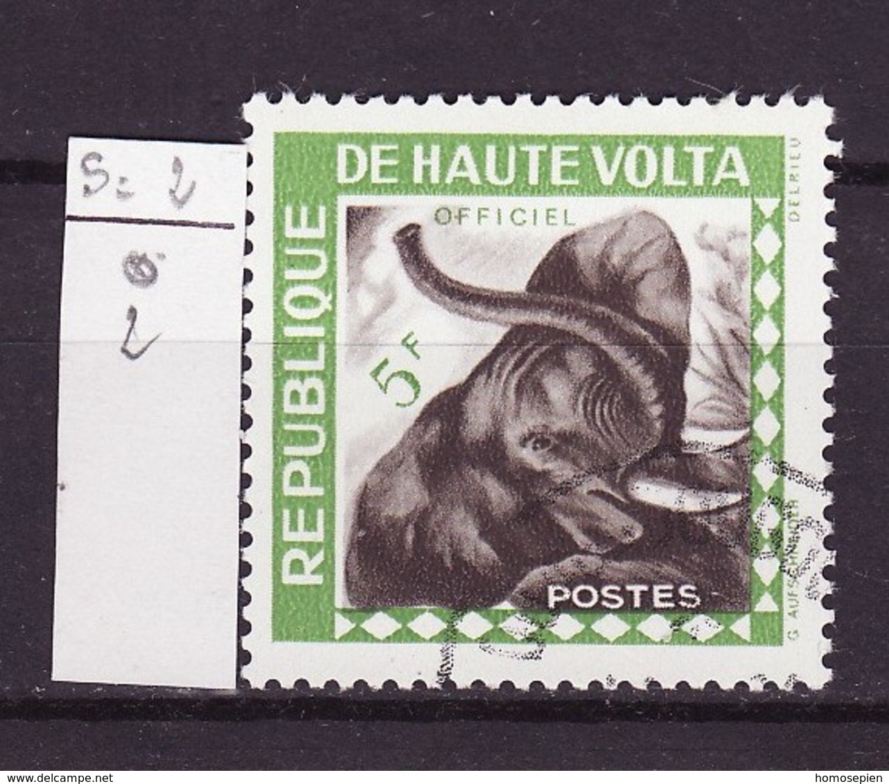Haute Volta - Obervolta - Upper Volta - Burkina Faso Service 1963 Y&T N°S2 - Michel N°D2 (o) - 5f Tête D'éléphant - Haute-Volta (1958-1984)