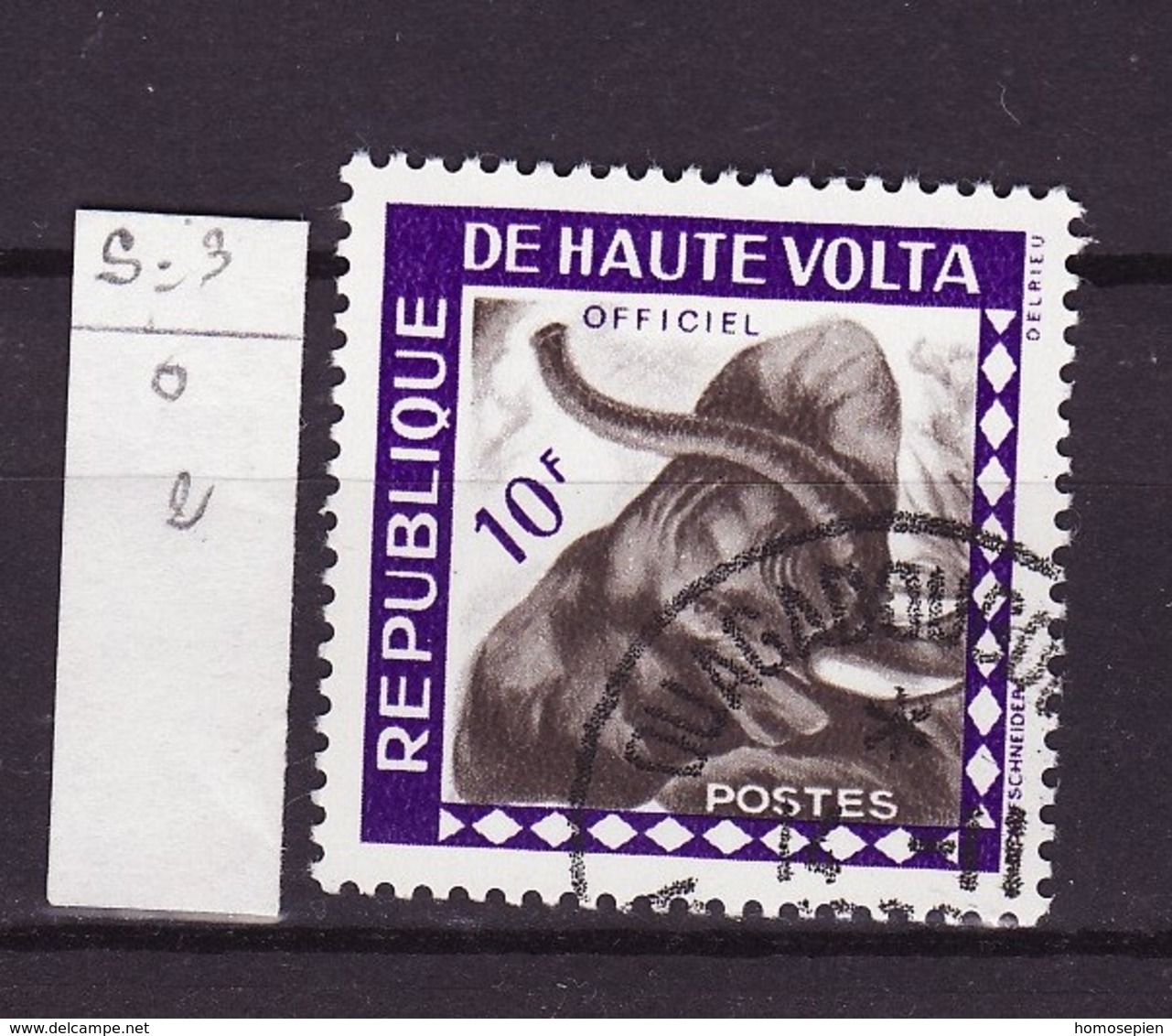 Haute Volta - Obervolta - Upper Volta - Burkina Faso Service 1963 Y&T N°S3 - Michel N°D3 (o) - 10f Tête D'éléphant - Haute-Volta (1958-1984)