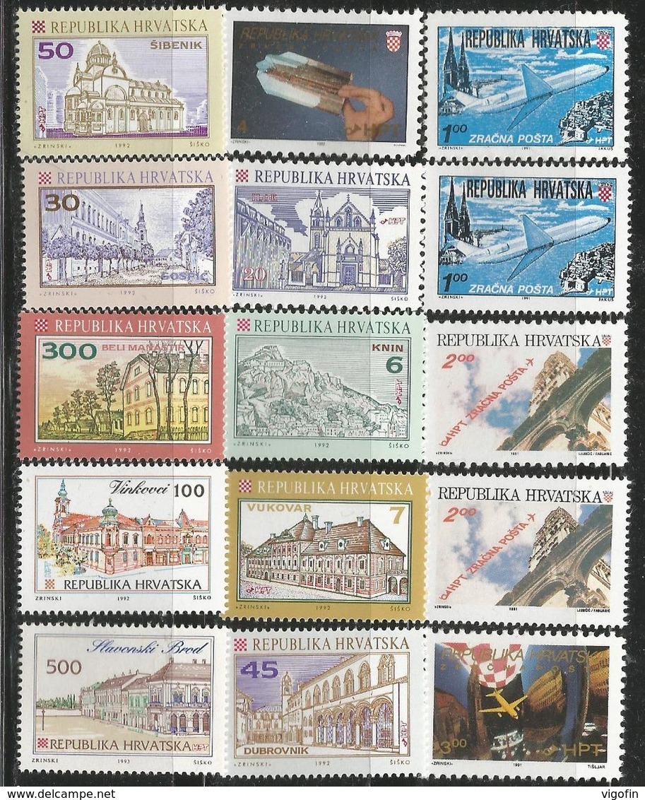 HR 1992 LOT OF STAMPS HRVATSKA CROATIA, MNH - Kroatië