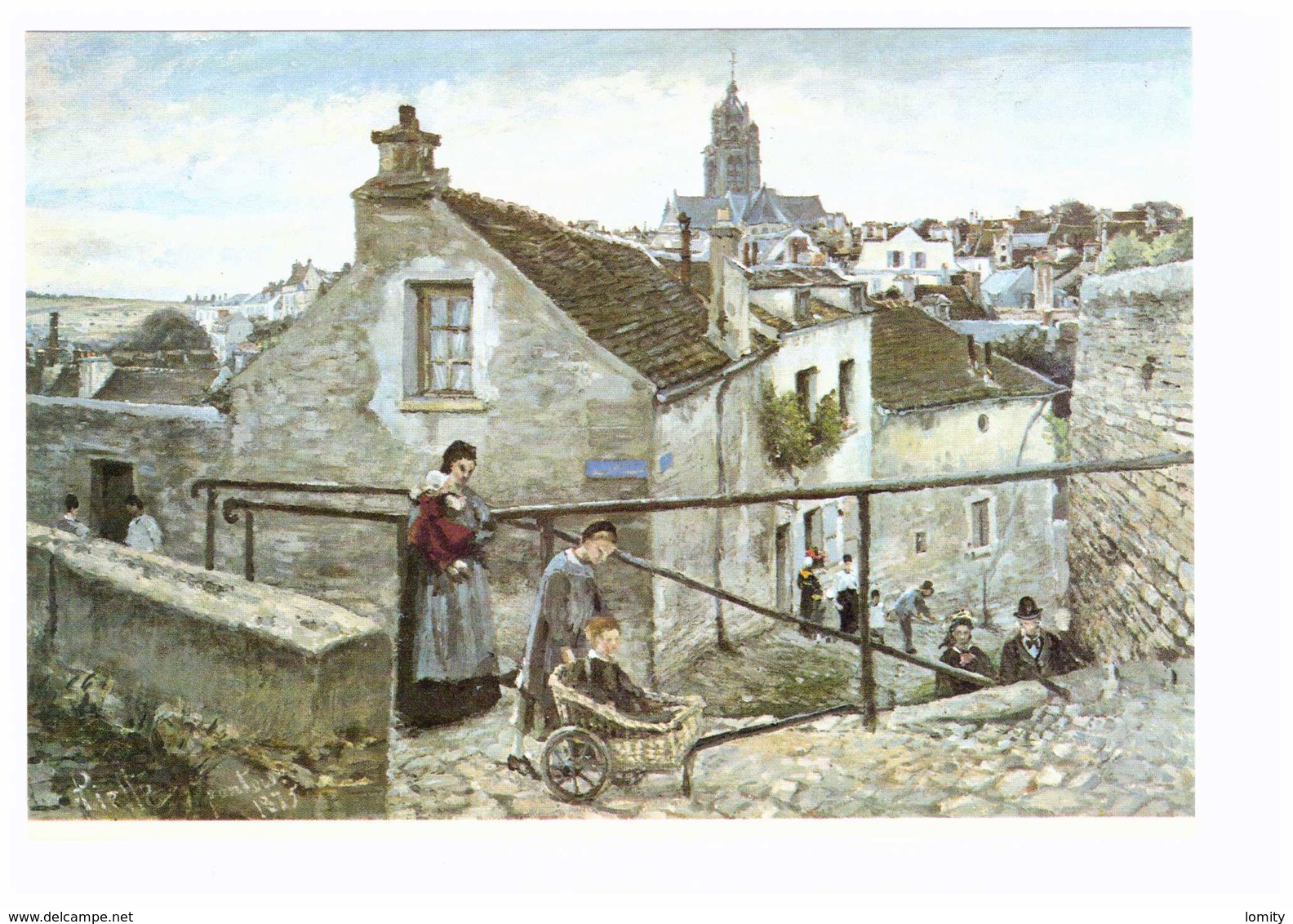 95 Pontoise Tableau Peintre Ludovic Piette Vue De Pontoise Prise En Haut De La Rue Du Chateau 1875 CPM - Pontoise