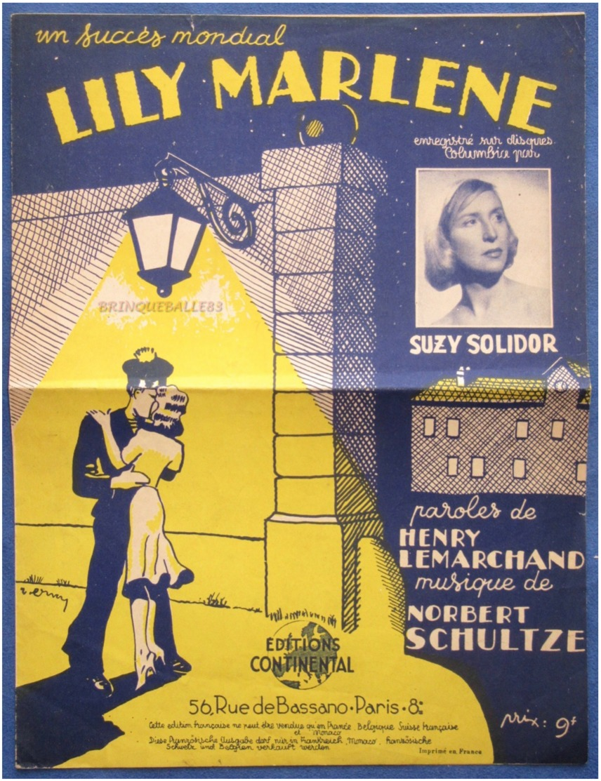 40 60 MILITARIA PIANO GF PARTITION LILY MARLÈNE LEMARCHAND HANS LEIP NORBERT SCHULTZE BILINGUE ALLEMAND 1940-42 MARINE - Autres & Non Classés