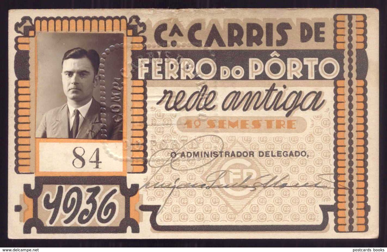 1936 Passe COMPANHIA Cª CARRIS De FERRO Do PORTO Rede Antiga 1º Semestre De 1936. Pass Ticket TRAM Portugal - Europe