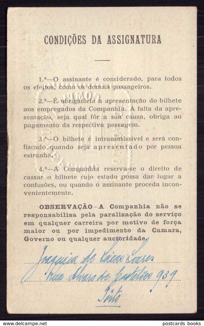 1936 Passe COMPANHIA Cª CARRIS De FERRO Do PORTO Rede Antiga 1º Semestre De 1936. Pass Ticket TRAM Portugal - Europe