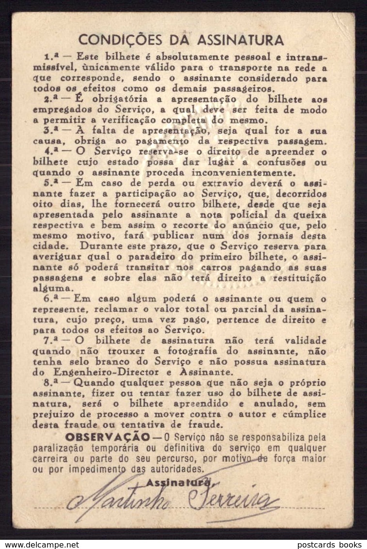 1962 Passe STCP SERVIÇO TRANSPORTES COLECTIVOS Do PORTO Rede De Tracção Electrica 1962. Pass Ticket TRAM Portugal - Europe