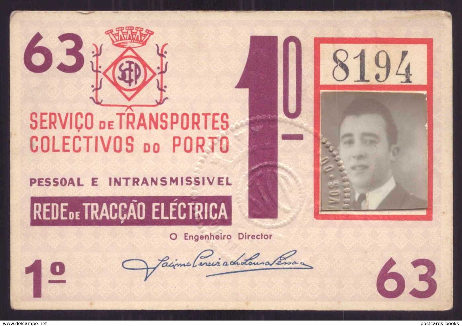 1963 Passe STCP SERVIÇO TRANSPORTES COLECTIVOS Do PORTO Rede De Tracção Electrica 1963. Pass Ticket TRAM Portugal - Europa