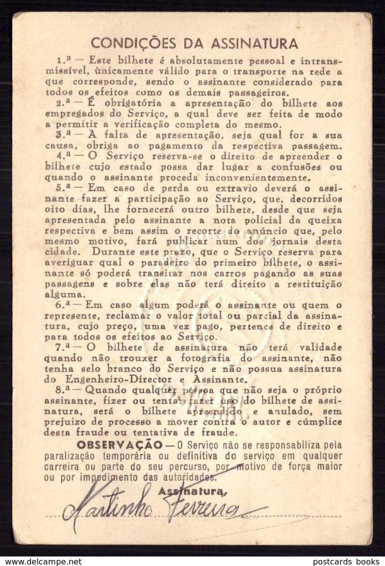 1963 Passe STCP SERVIÇO TRANSPORTES COLECTIVOS Do PORTO Rede De Tracção Electrica 1963. Pass Ticket TRAM Portugal - Europe