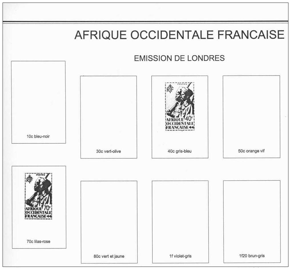 Feuilles Album AFRIQUE OCCIDENTALE FRANCAISE (9 Feuilles) Avec Page De Garde (Qualité Professionnelle) - Pré-Imprimés