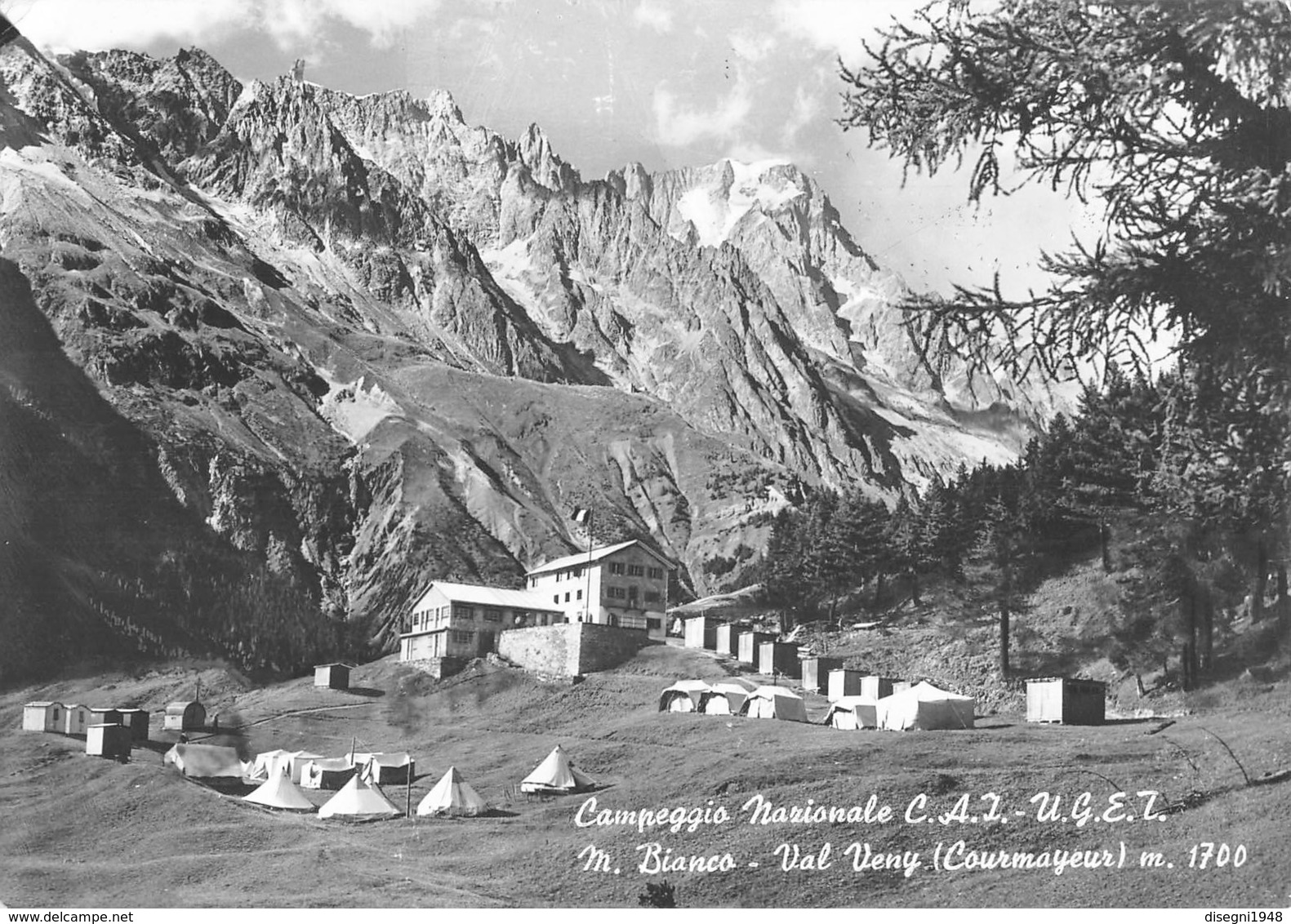 07664 "CAMPEGGIO NAZIONALE C.A.I.-U.G.E.T. - M. BIANCO - VAL VENY (COURMAYEUR) " CART. ORIG. SPED.'958 - Altri & Non Classificati