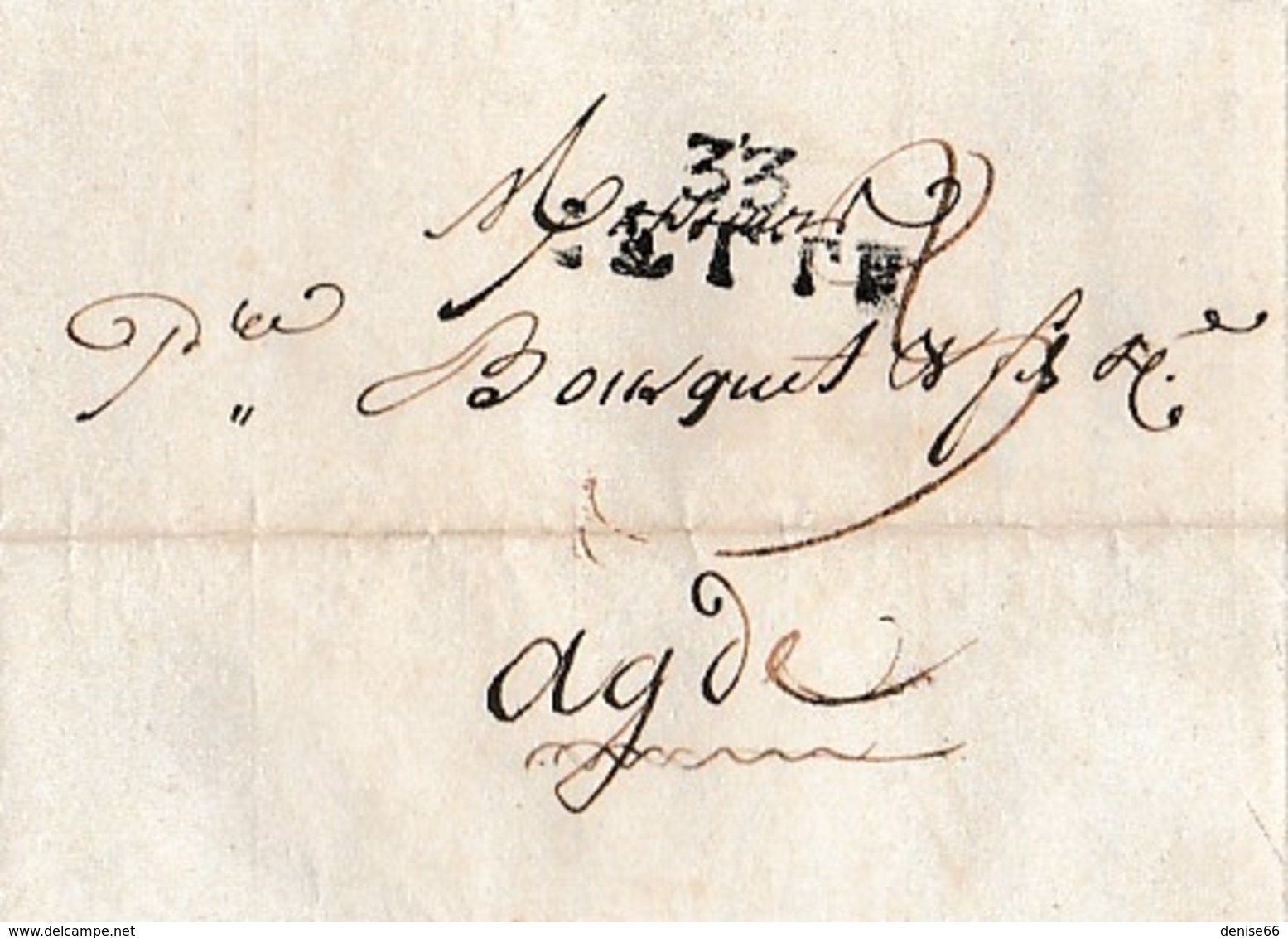 Janv.1812 - CETTE (34) - Lettre BOUSQUET L'Ainé à BOUSQUET & Fils & Cie à Agde Relative à Une Ordonnance Du Tribunal - Documents Historiques