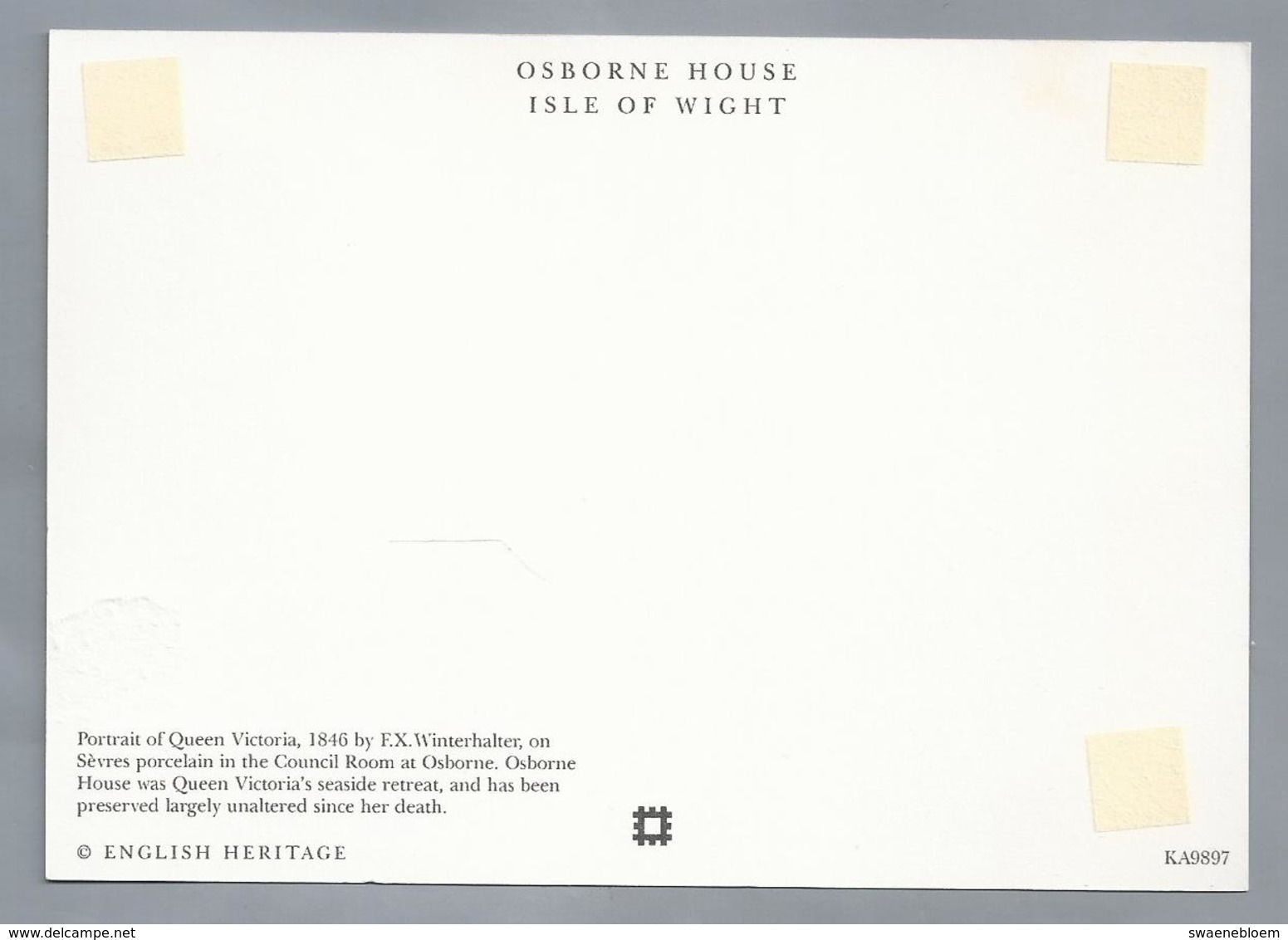 UK.- PORTRAIT OF QUEEN VICTORIA. OSBORNE HOUSE, ISLE OF WIGHT. - Andere & Zonder Classificatie