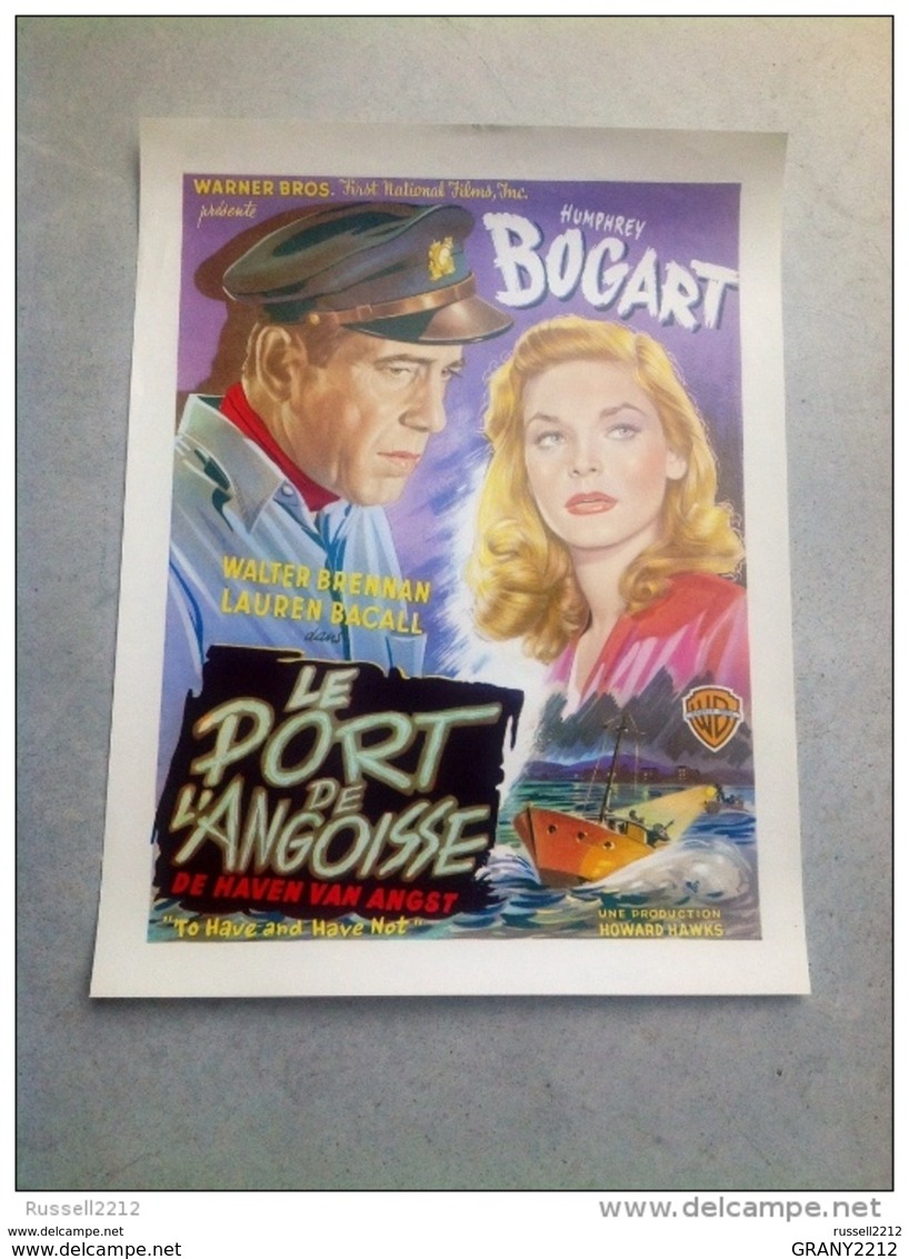 Humphrey Bogart Le Port De L 'angoisse "to Have And Have Not" Lauren Bacall 1944 Affiche Ancienne - Affiches & Posters