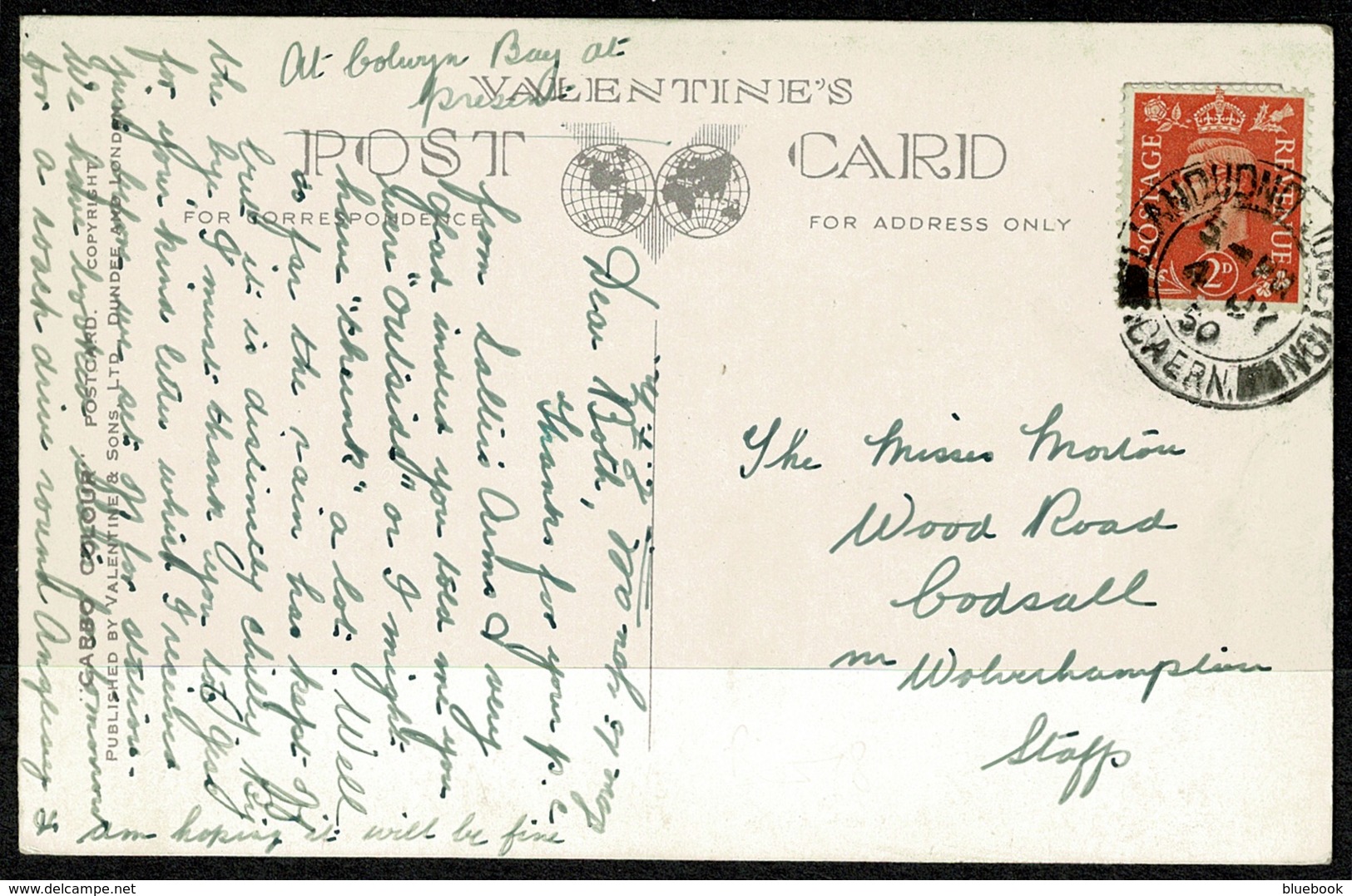 Ref 1276 - 1950 Postcard - Conway Castle - Llandudno Junction Postmark Caernarvonshire Wales - Caernarvonshire