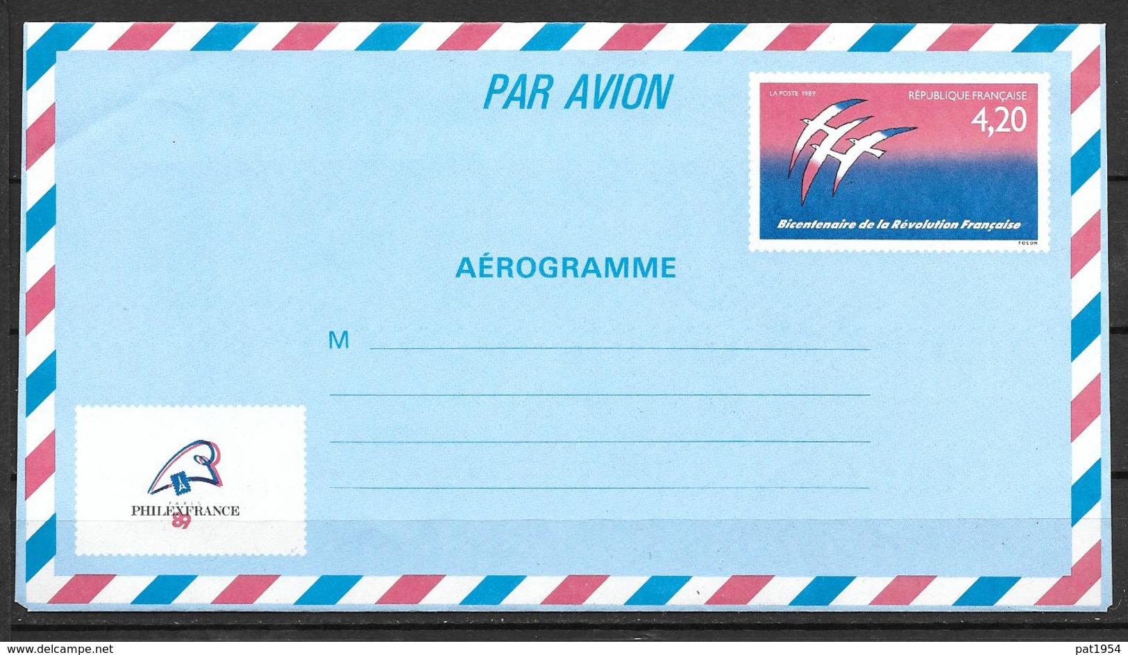 France 1989 Entier Postal N° 1017-AER Neuf Bicentenaire De La Révolution - Enveloppes Types Et TSC (avant 1995)