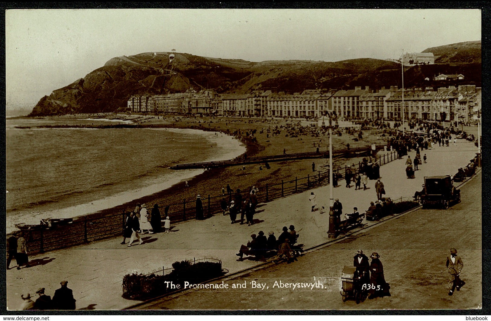 Ref 1277 - 1932 Real Photo Postcard - The Promenade & Bay Aberystwyth - Cardinganshire Wales - Cardiganshire