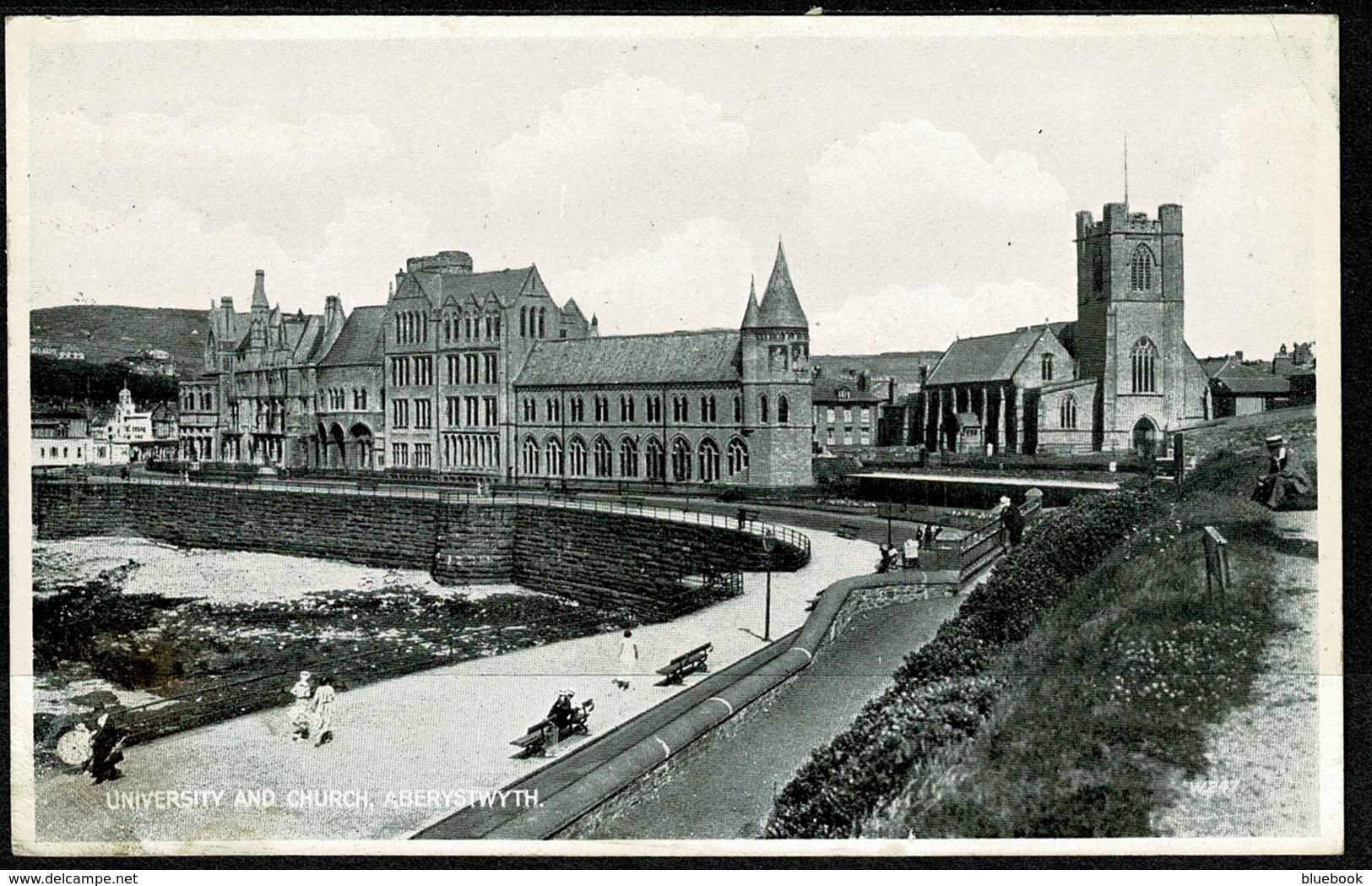 Ref 1277 - 1946 Postcard - University & Church Aberystwyth - Cardinganshire Wales - Cardiganshire