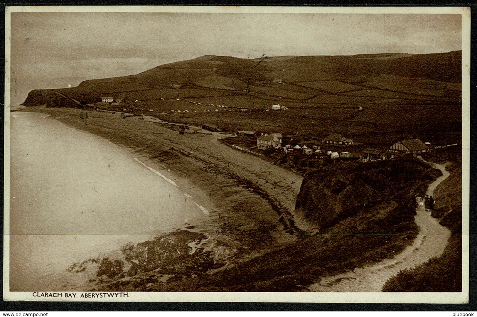 Ref 1277 - 1946 Postcard - Clarach Bay Aberystwyth - Cardinganshire Wales - WWII Patriotic Message - Cardiganshire