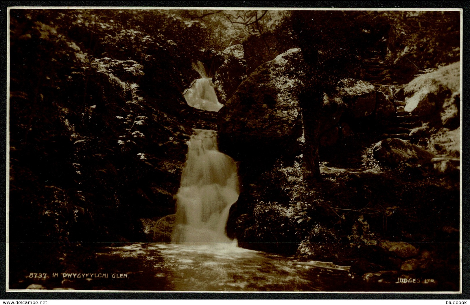 Ref 1277 - 1938 Judges Real Photo Postcard - Waterfalls In Dwygyfylchi Glen - Caernarvonshire Wales - - Caernarvonshire