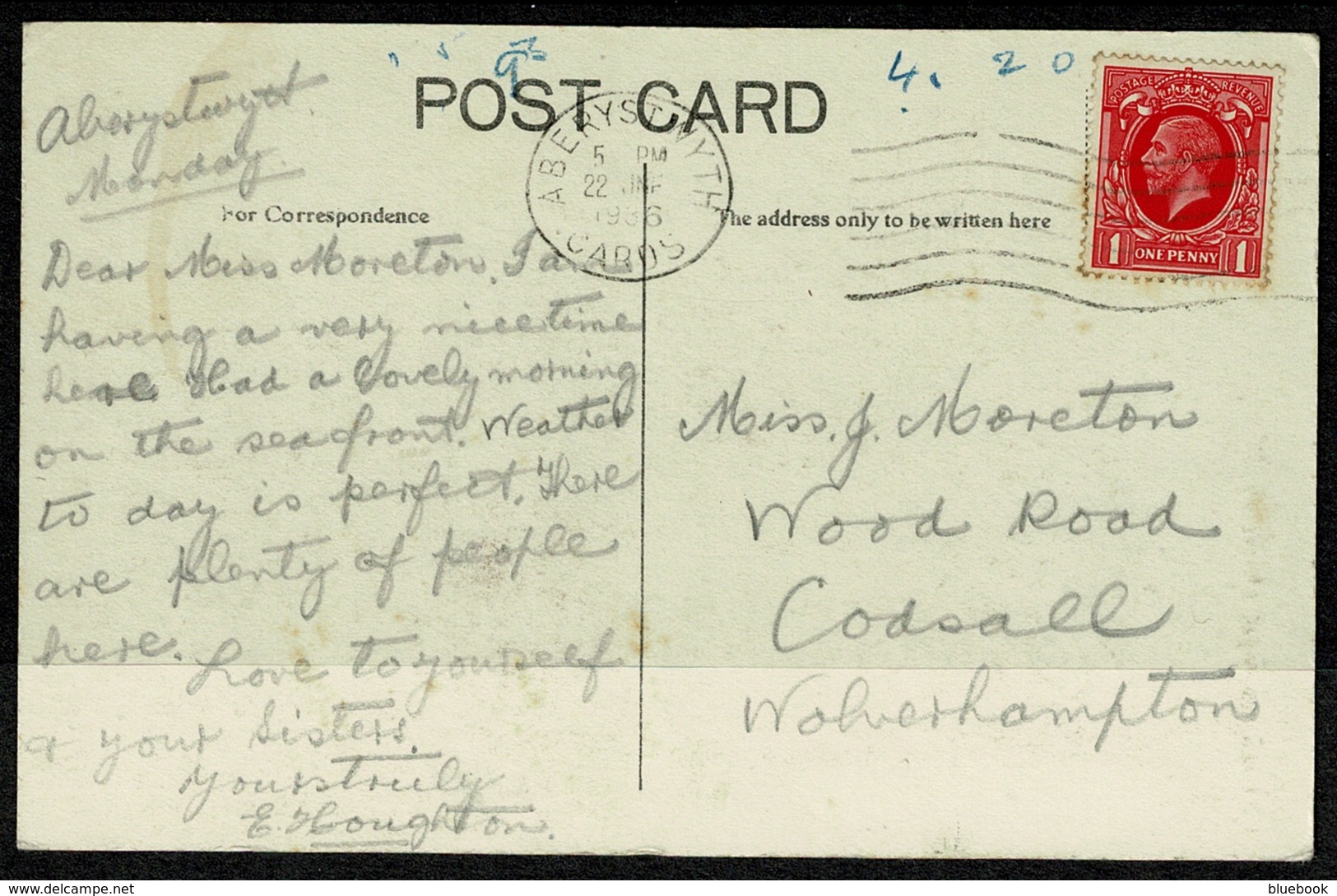 Ref 1277 - 1936 Postcard - Devil's Bridge Aberystwyth - Cardiganshire Wales - Cardiganshire