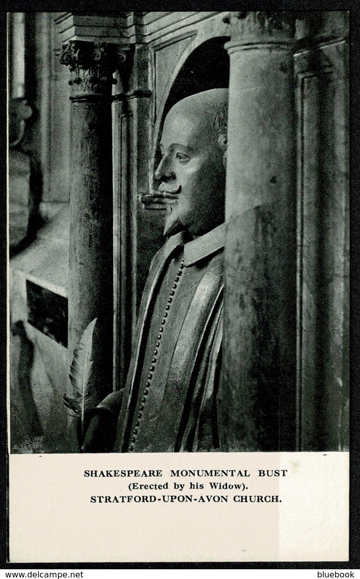 Ref 1277 - Early Postcard - Shakespeare Monumental Bust - Stratford-upon-Avon Church - Warwickshire - Stratford Upon Avon