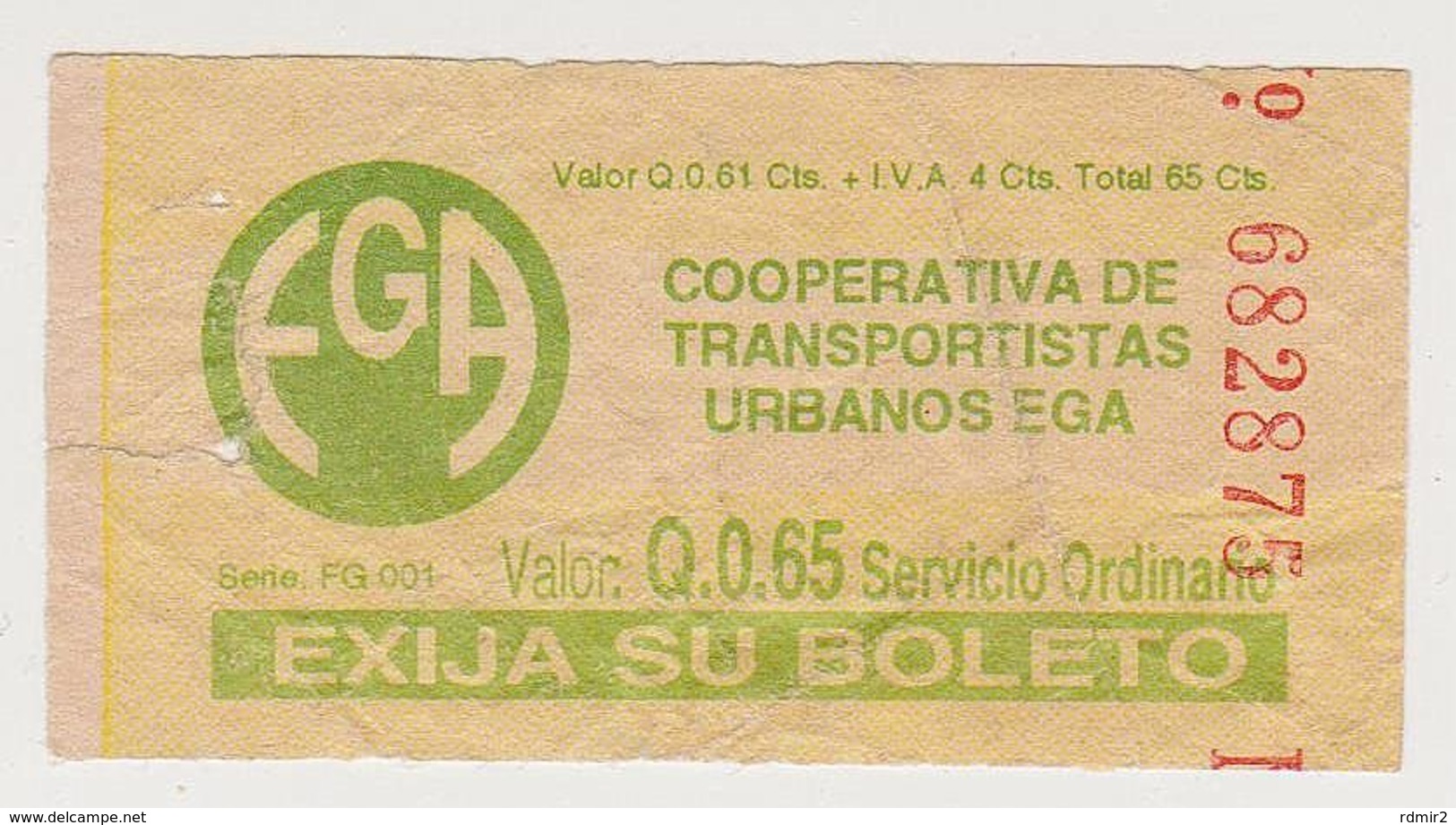 1354(5) GUATEMALA. Vintage Bus Ticket. / Ancien Billet De Bus. / Antico Biglietto Di Autobus.. - Monde