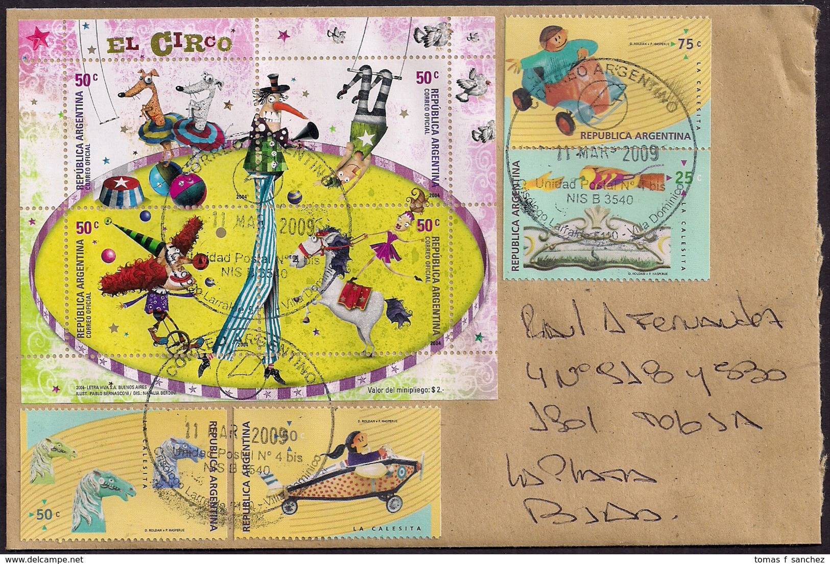 Argentina - 2009 - Lettre - Le Cirque - Jouets Pour Enfants - La Calesita - Lettres & Documents