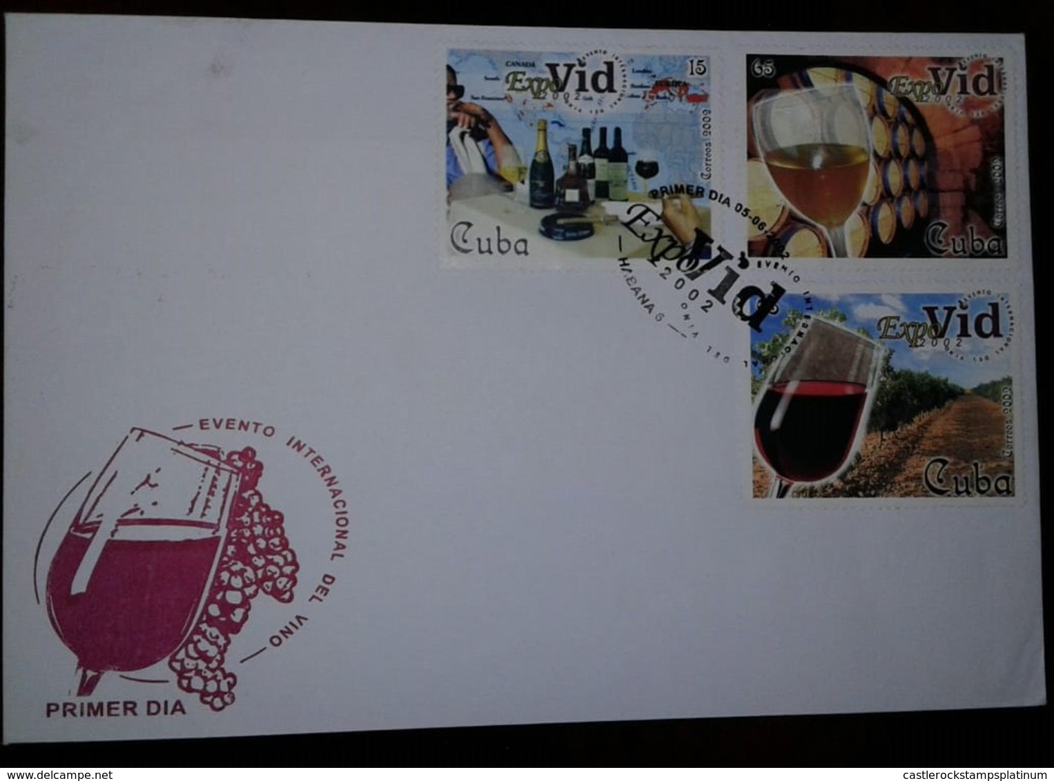 O) 2002 CUBA-CARIBBEAN-SPANISH ANTILLES CIGAR SMOKERS-WINE BOTTLES AND GLASSES-PRODUCING AREAS-BARRELS-VINEYARD, EXPO VI - FDC