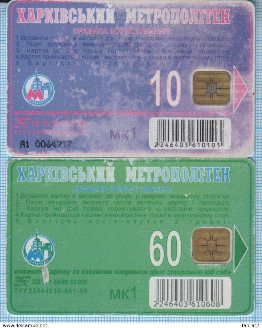 UKRAINE Kharkov Kharkiv Metro Metropolitan Subway Underground Plastic Cards 10,60 Trips.1996 - Europe