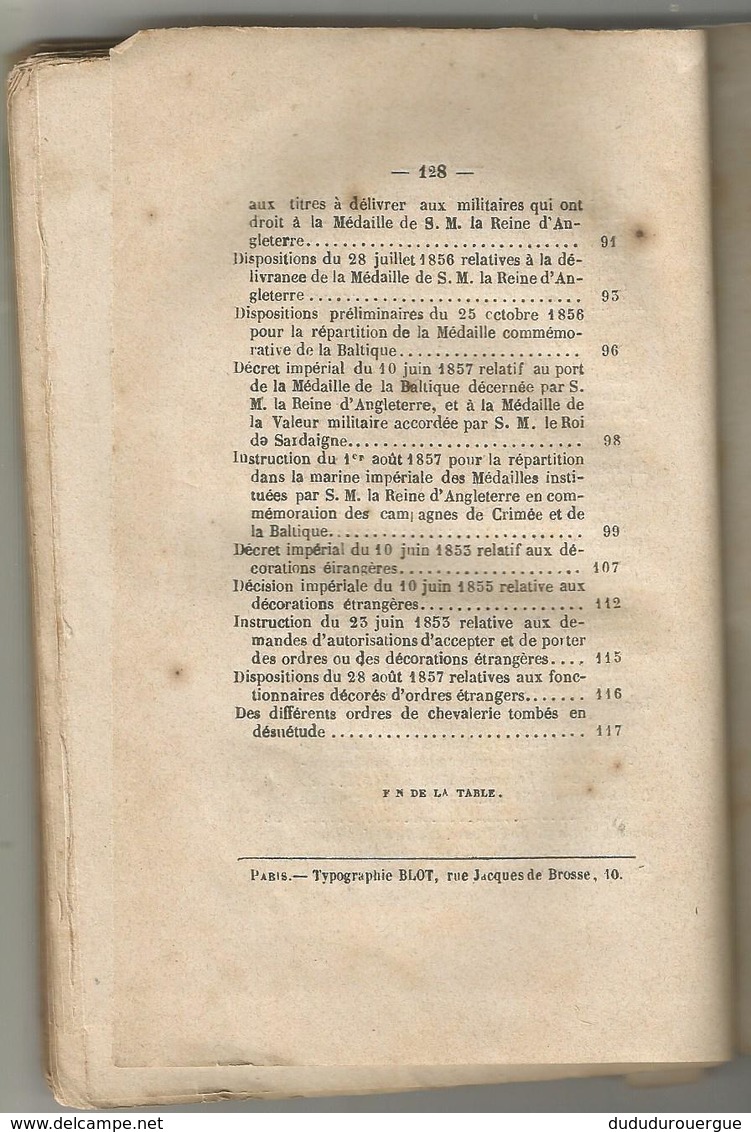 PRECIS SUR LES ORDRES DE CHEVALERIE FRANCAIS ET DES DECORATIONS EN GENERAL 1858