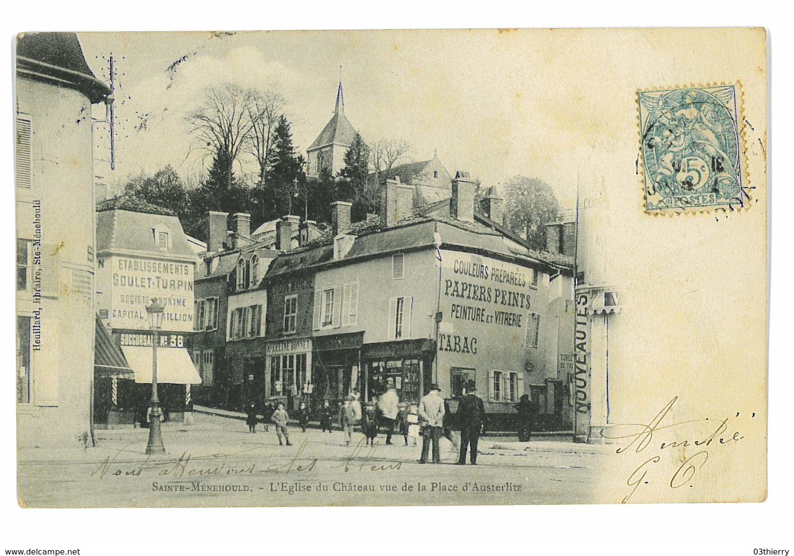 CPA 51 SAINTE-MENEHOULD L'EGLISE DU CHATEAU VUE DE LA PLACE - Sainte-Menehould