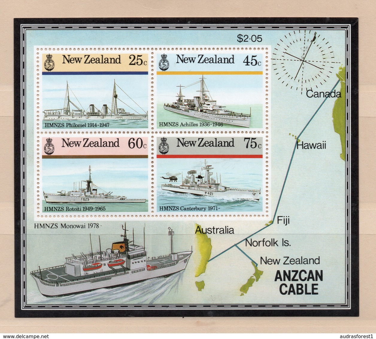 1985 New Zealand ANZCAN CABLE Mint Not Hinged S.G. No. MS 1383 SOUVENIR SHEET - Neufs