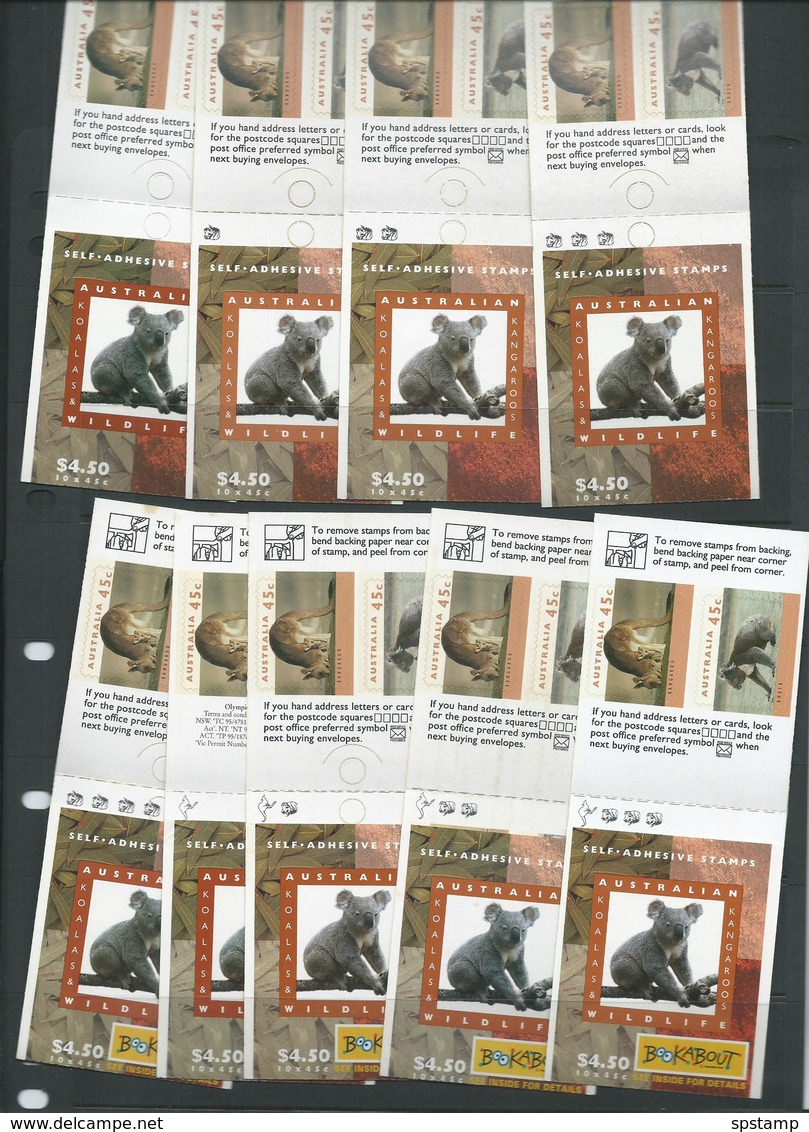 Australia 1994 Koalas & Kangaroos $4.50 Booklet Self Adhesives 9 Different Printings Complete - Booklets