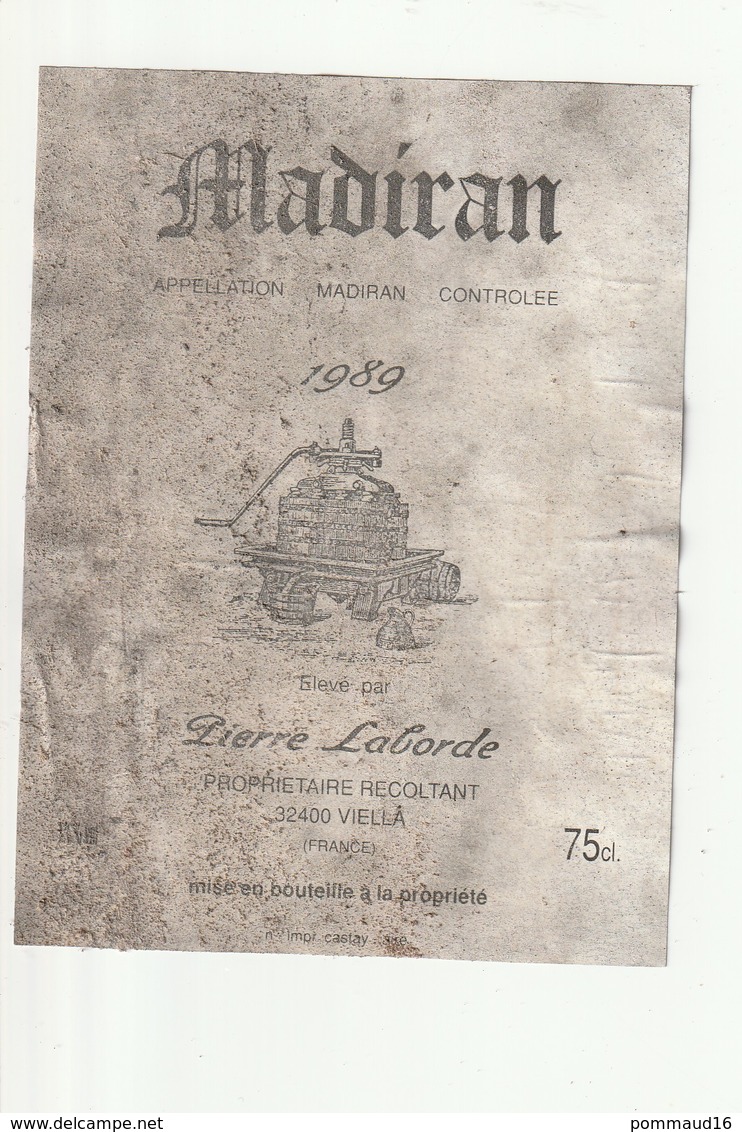 Etiquette Madiran 1989 élevé Par Pierre Laborde 32400 Viella - Madiran