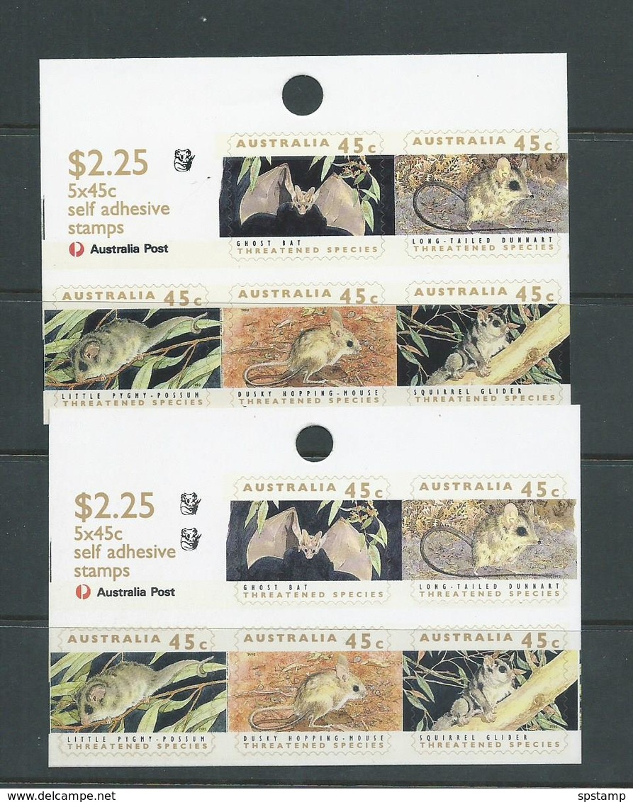 Australia 1993 Endangered Species Self Adhesives $4.50 Booklets X 7 Different & $2.25 Cards X 2 Different Fine Complete - Booklets