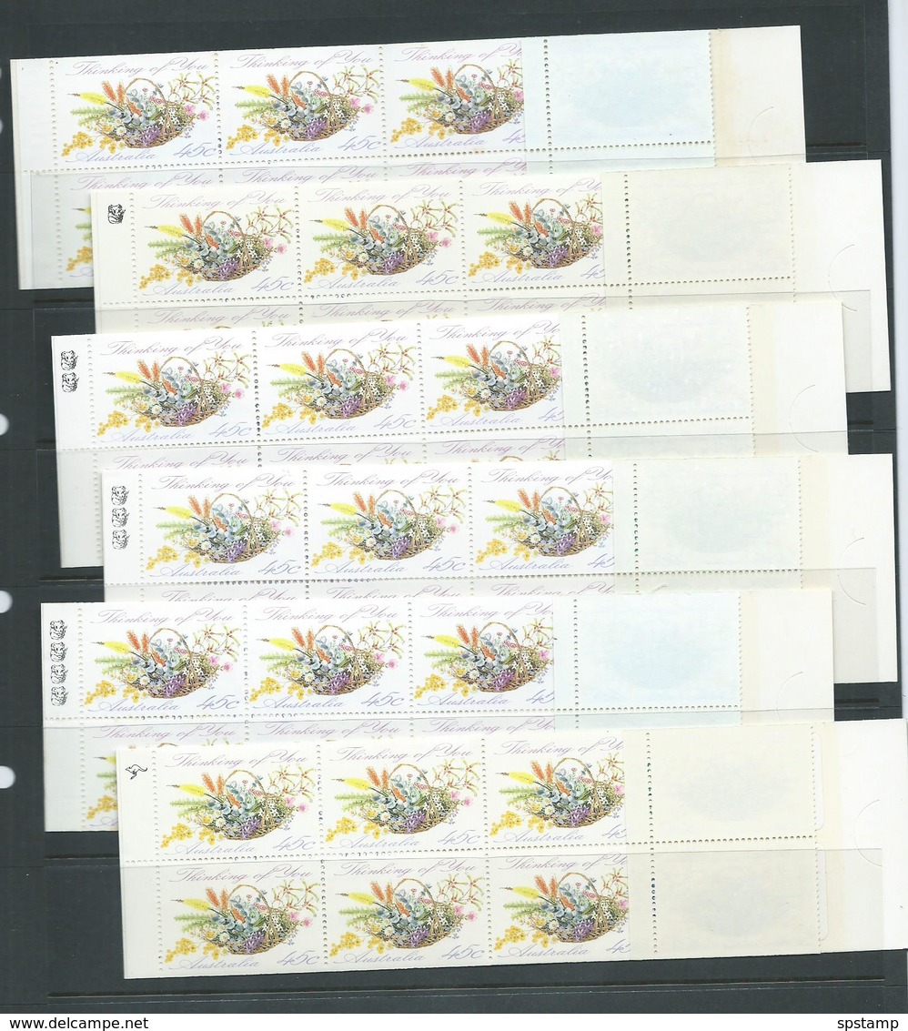 Australia 1992 Thinking Of You Flowers Booklets X 6 Different Printings Fine Complete - Booklets