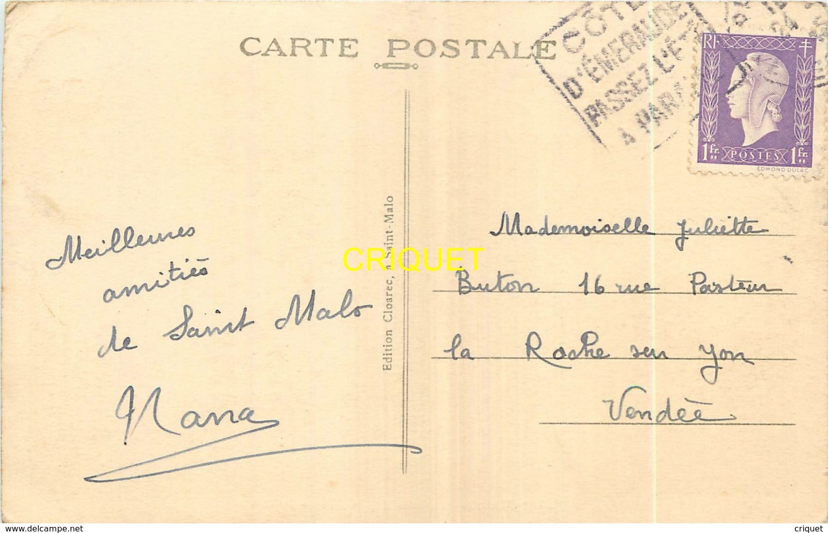 35 St Malo, Courtoisville, Avenue Pasteur, Café Cloares, Tacots...., Belle Carte Pas Courante - Saint Malo