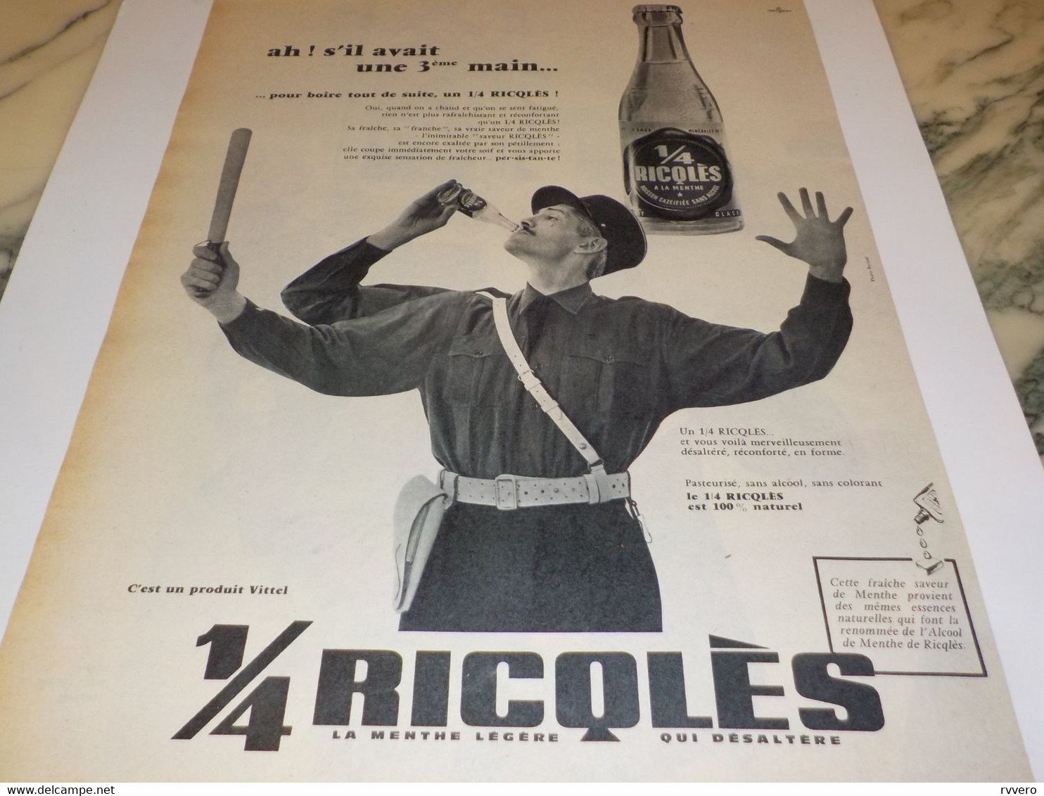 ANCIENNE PUBLICITE MENTHE LEGERE DE RICQLES  1960 - Autres & Non Classés