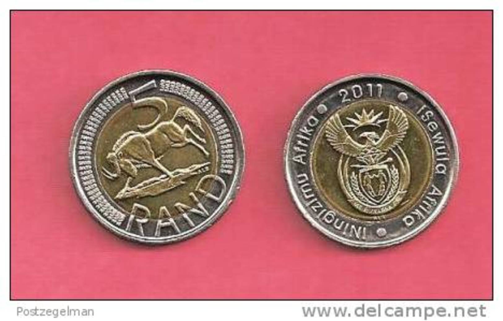 SOUTH AFRICA  2011 Nicely Used 5 Rand Coin Nr. 166C, C1332 - Südafrika