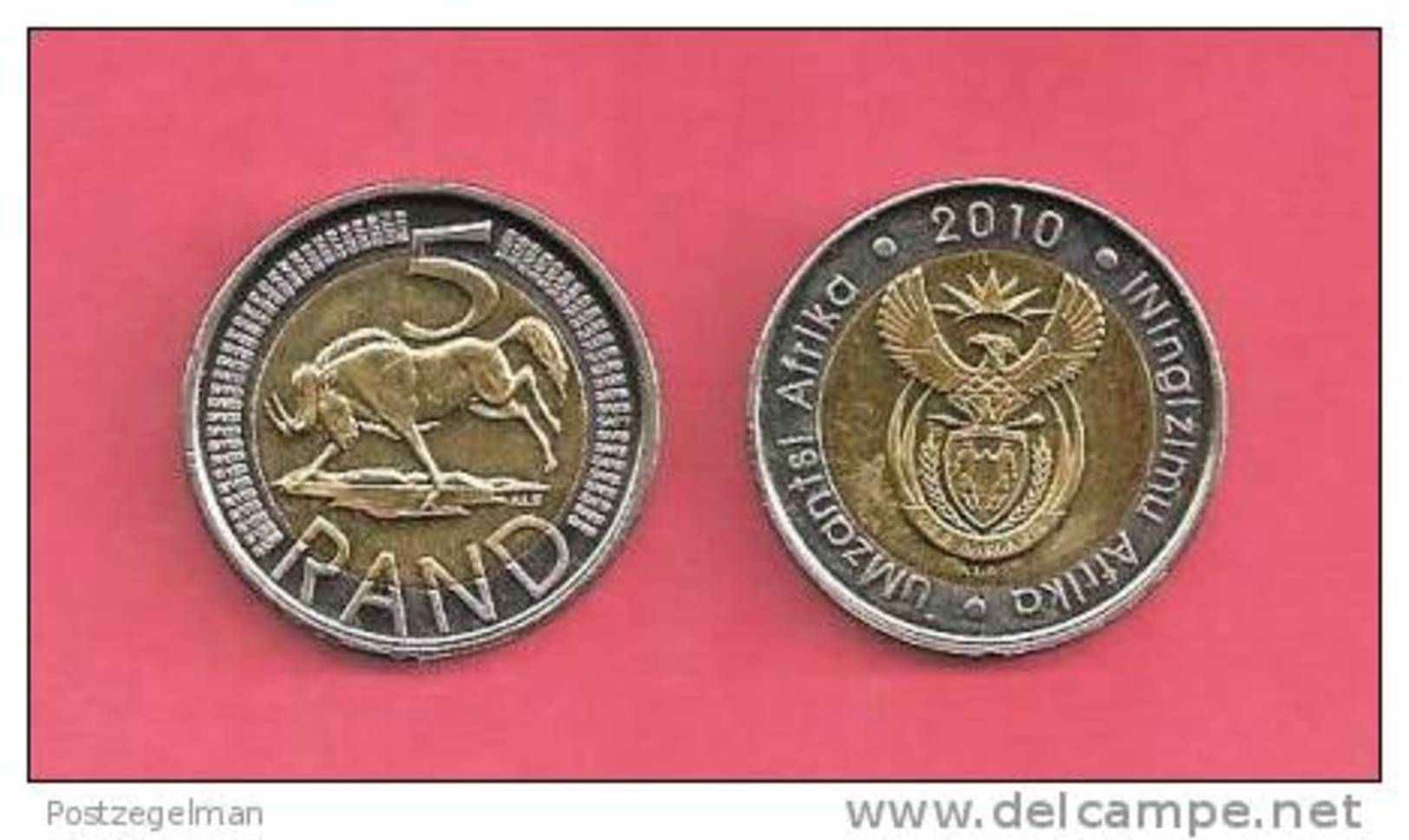 SOUTH AFRICA  2010 Nicely Used 5 Rand Coin Nr. 166C, C1331 - South Africa