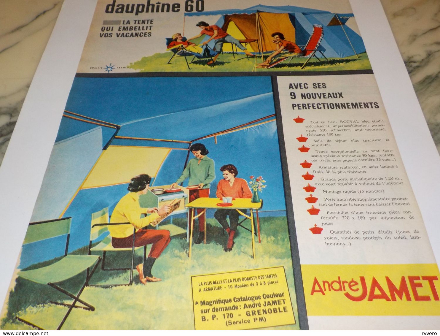 ANCIENNE PUBLICITE TENTE DAUPHINE 60 DE ANDRE JAMET 1960 - Autres & Non Classés