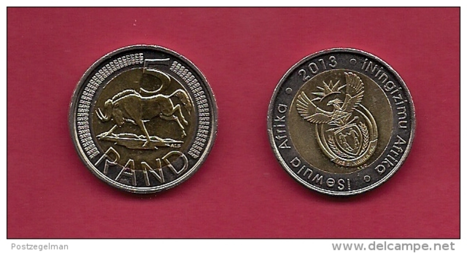 SOUTH AFRICA,  2013,  Circulated Coin 5 Rand, Wildebeest, C1460 - Afrique Du Sud