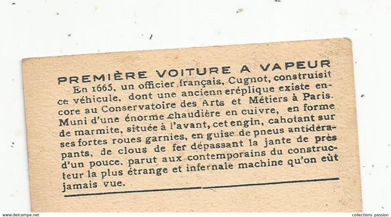 Chromo , Automobiles , PREMIERE VOITURE A VAPEUR ,2 Scans - Autres & Non Classés