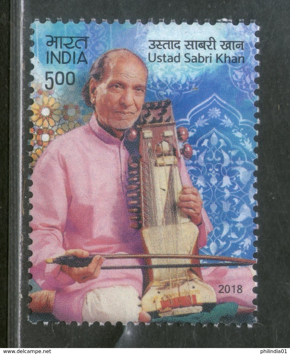 India 2018 Ustad Sabri Khan Music Musician Musical Instrument 1v MNH - Neufs