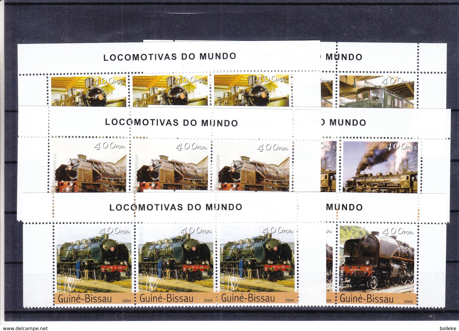 Trains - Guinée Bissau - Yvert 1714 / 19 ** - MNH - Bande De 3 - Valeur 36 Euros - Eisenbahnen