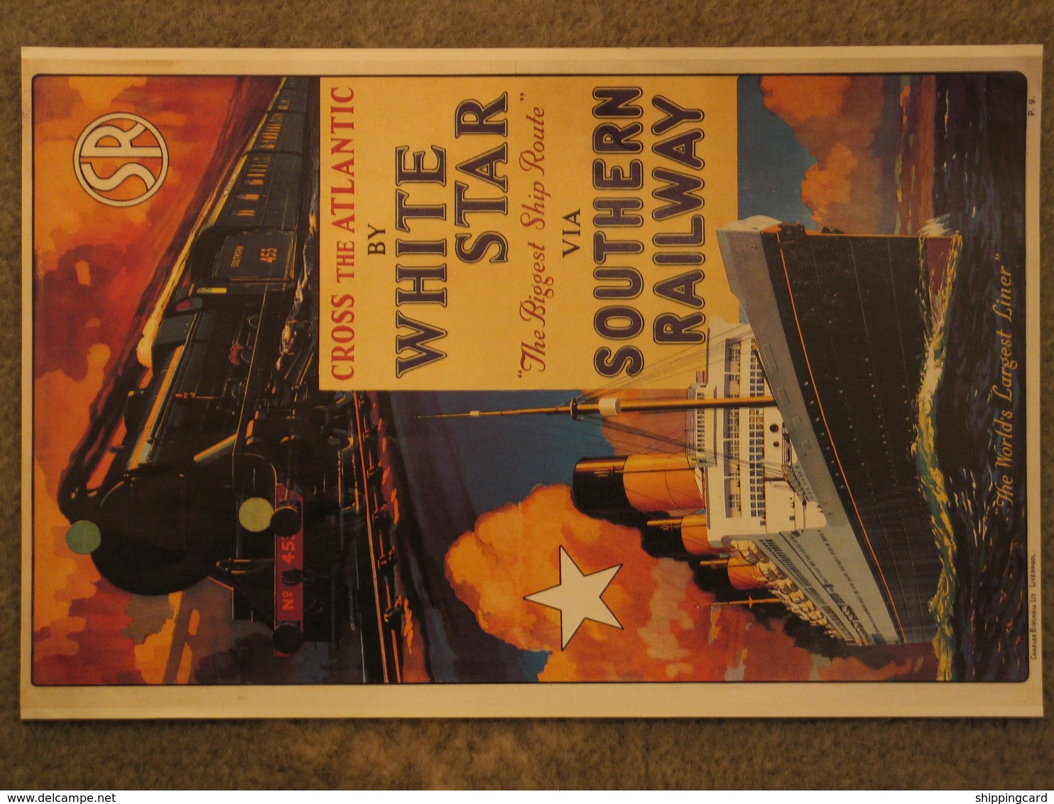 WHITE STAR/SOUTHERN RAIL MODERN POSTER AD 8.75 X 5.75" - Steamers