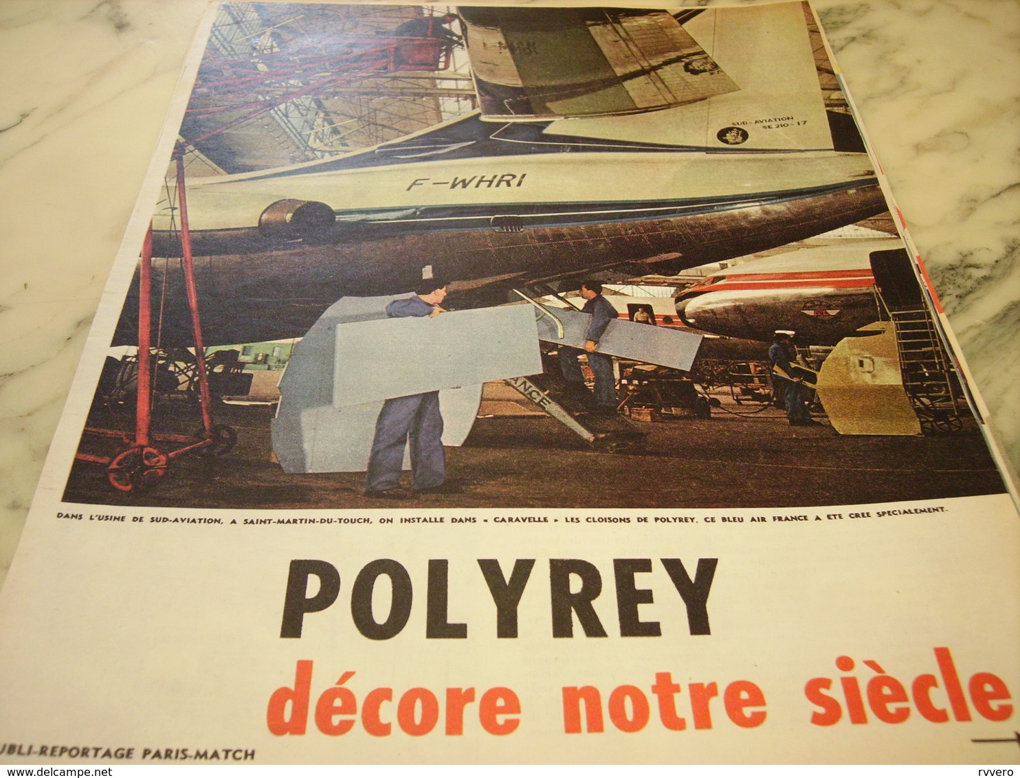 ANCIENNE PUBLICITE POLYREY ET  CARAVELLE USINE ST MARTIN DU TOUCH 1960 - Publicités