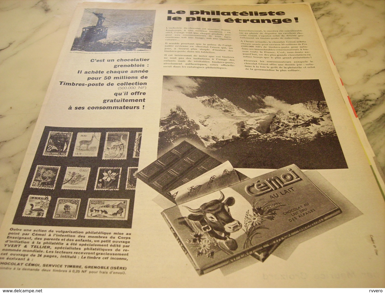 ANCIENNE PUBLICITE LA PHILATELISTE  CHOCOLAT CEMOI 1960 - Affiches