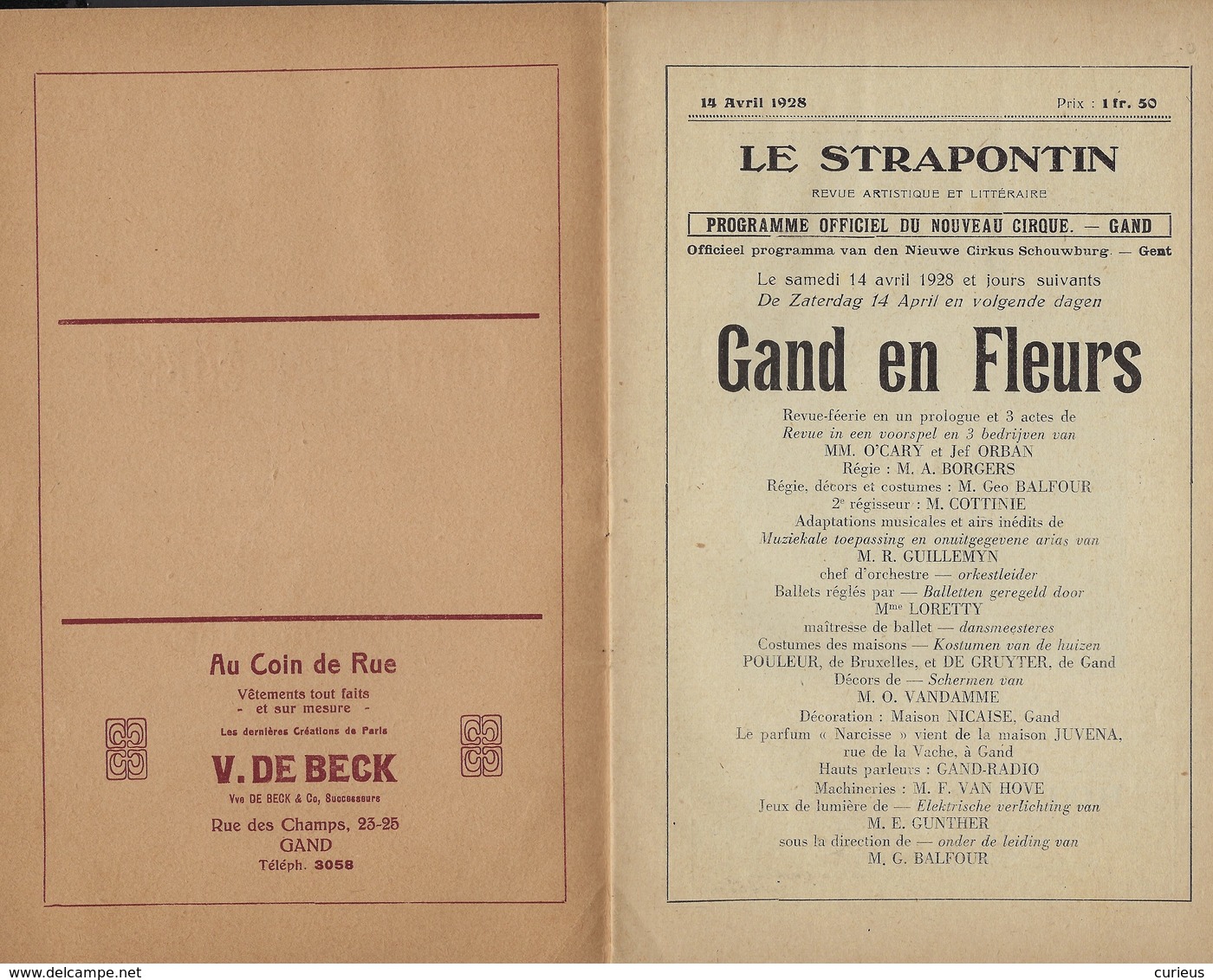 GENT * NOUVEAU CIRQUE DE GAND * PROGRAMME * GAND EN FLEURS * 1928 * RECLAMES * 12 PP * 21 X 13.5 CM - Gent