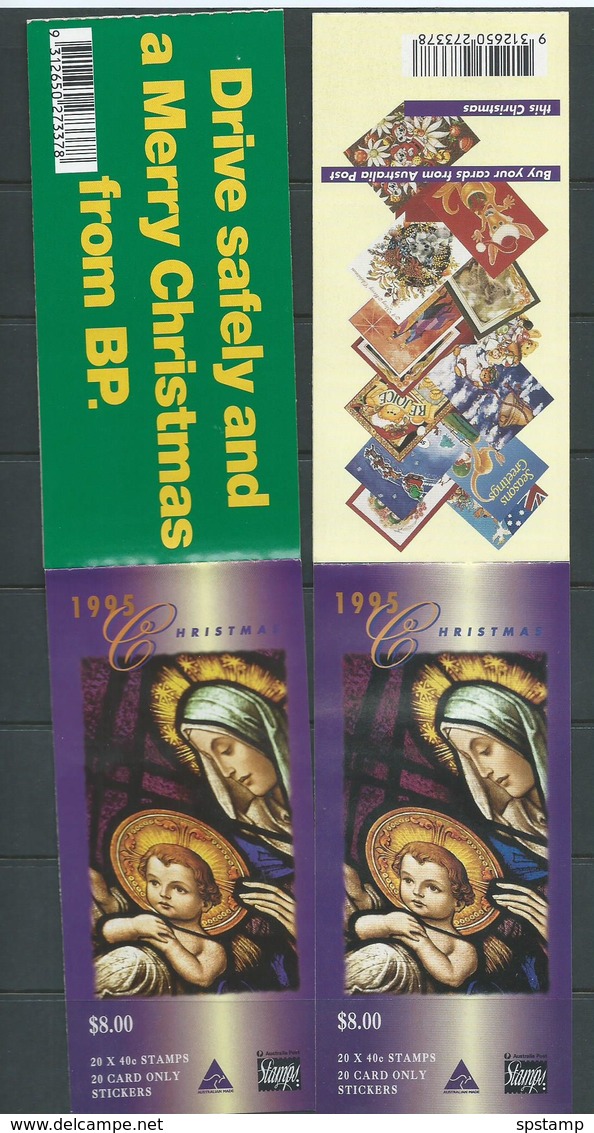 Australia 1995 Christmas $8 Booklets Self Adhesives Both Advertisements Fine Complete - Cuadernillos